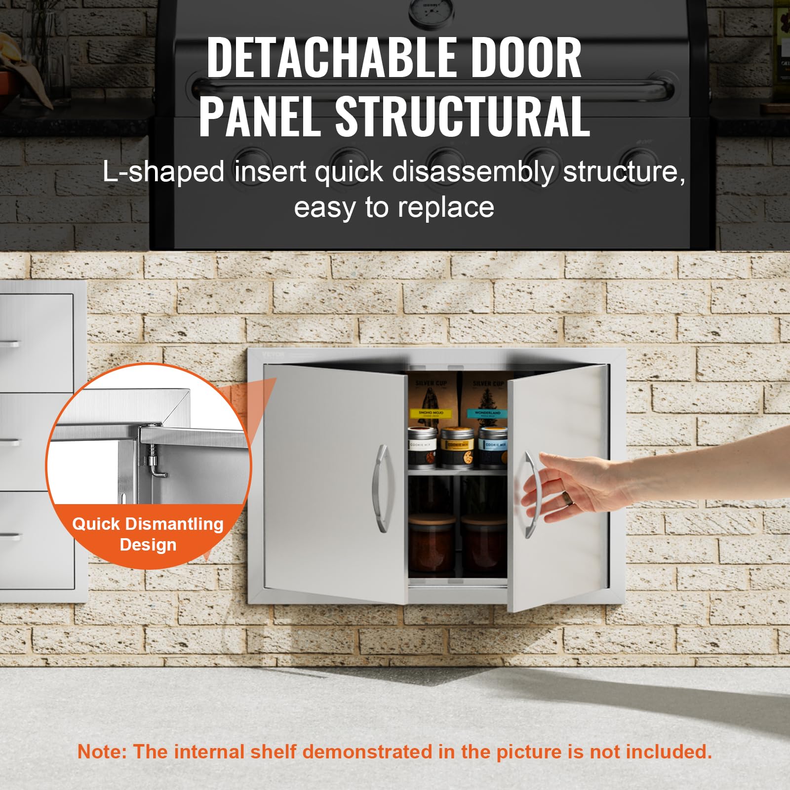 VEVOR Stainless Steel BBQ Access Door - 28x19 Inch Flush Mount Double Door