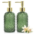 Soap Dispenser - 2 Pack, Clear Glass Refillable Hand Soap Dispensers, Hand and Dish Soap Dispenser, Soap Bottles with Gold Pump - image 1