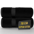 ALSAP Egyptian Cotton Bath Towels - Set of 2, 700 GSM Black Bath Sheets