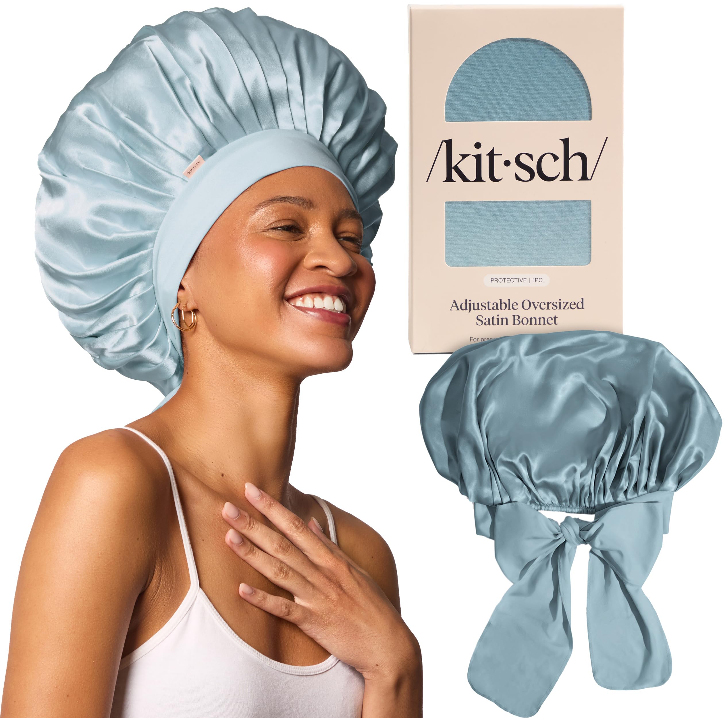 Kitsch XL Satin Bonnet for Sleeping – Adjustable Hair Wrap for Curly Hair