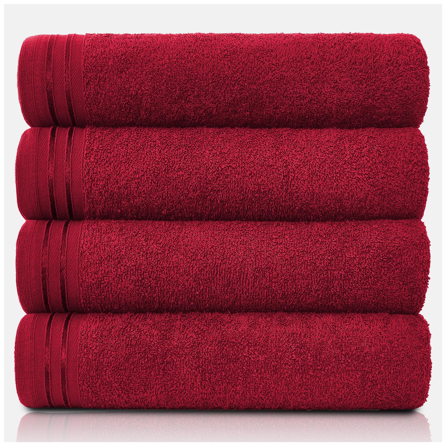GC Gaveno Cavailia Egyptian Cotton Bath Sheets - 4 Pack Large Red Towels