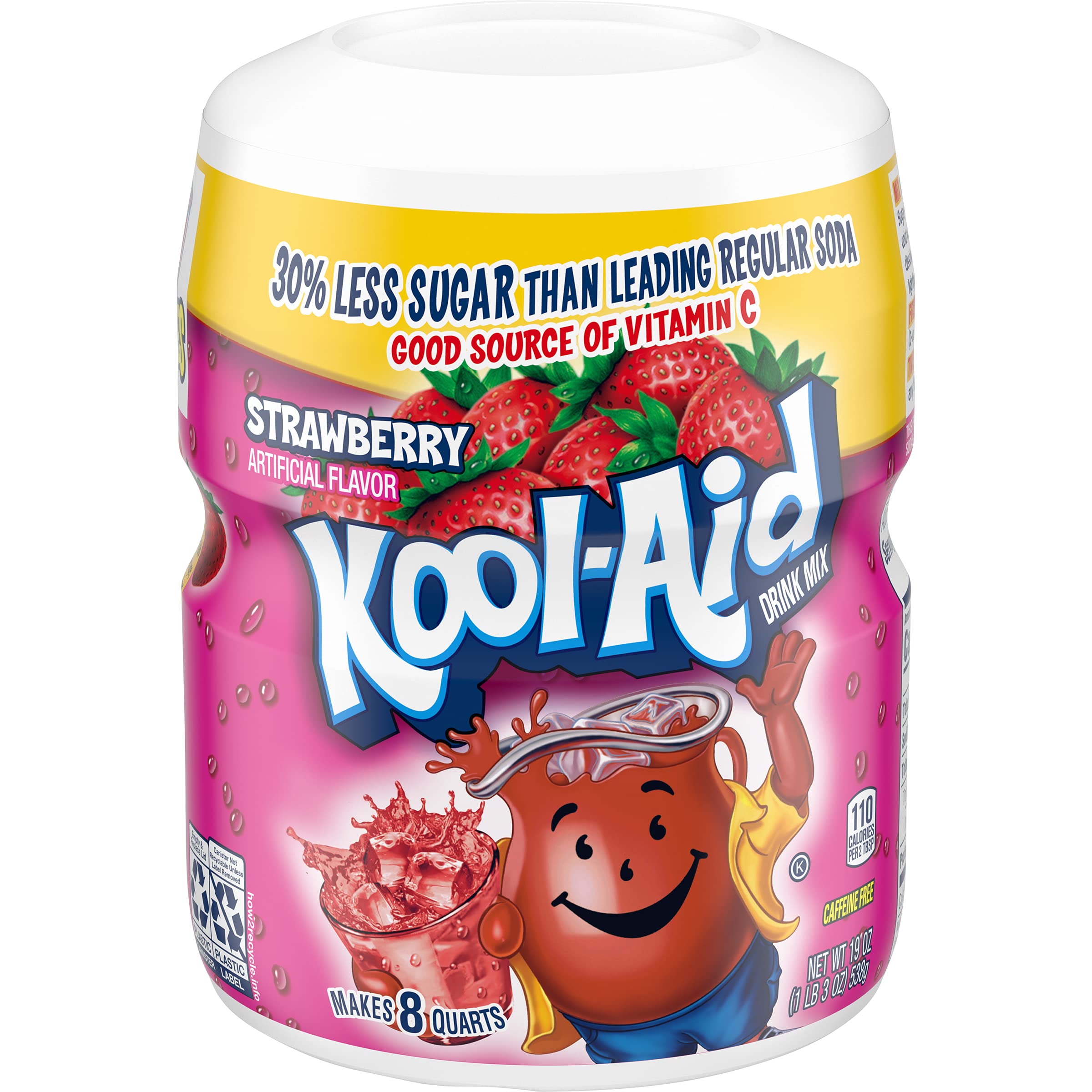 Kool-Aid Strawberry Powdered Drink Mix – 538g Tub with Vitamin C