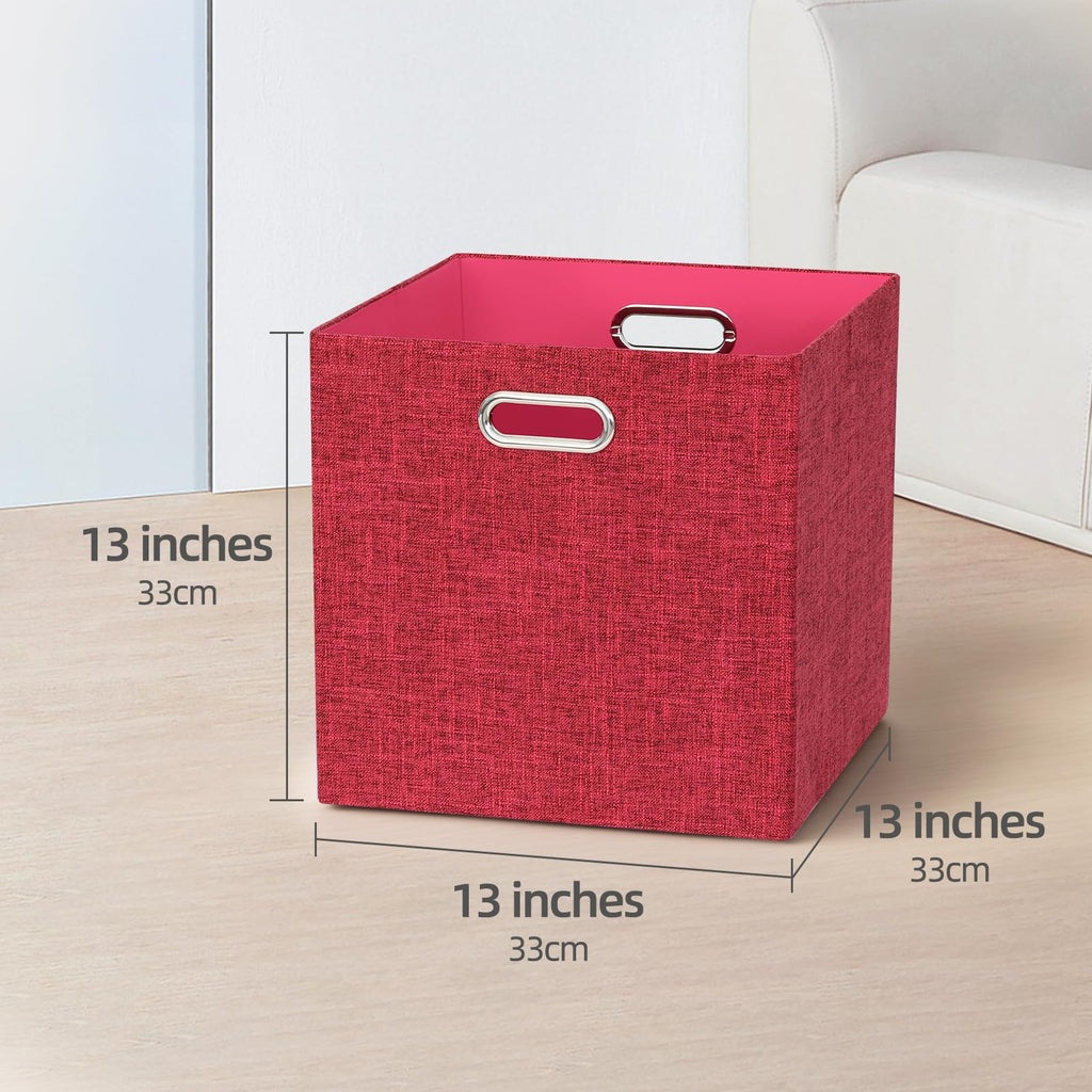 BinWhiz 4 Pack Collapsible Linen Fabric Storage Cubes/Organiser - 33x33x33 cm Fabric Bins for Kallax Shelves, Cabinet, Bookcase, Closet - image 2