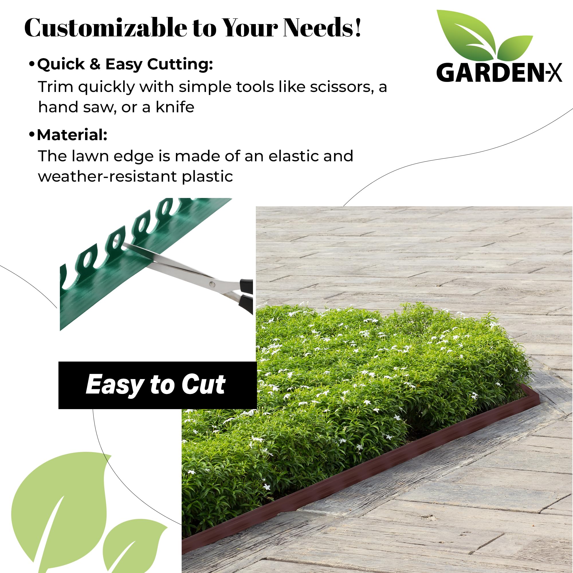 GARDENIX Flexible Plastic Lawn Edging - 10m Black Flower Bed Border