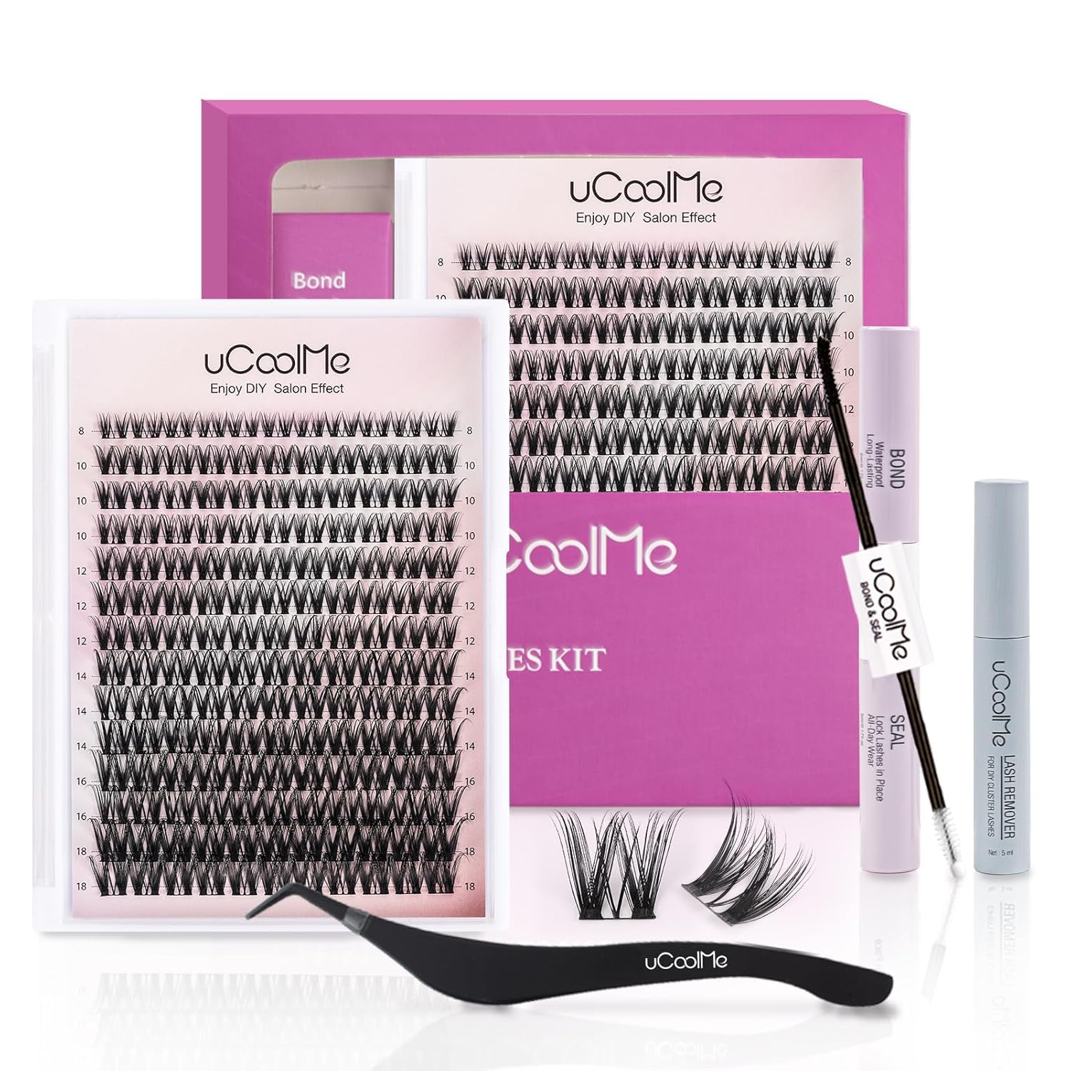 uCoolMe Flora Lash Clusters Kit | 8-18mm Hybrid Volume D Curl Wispy