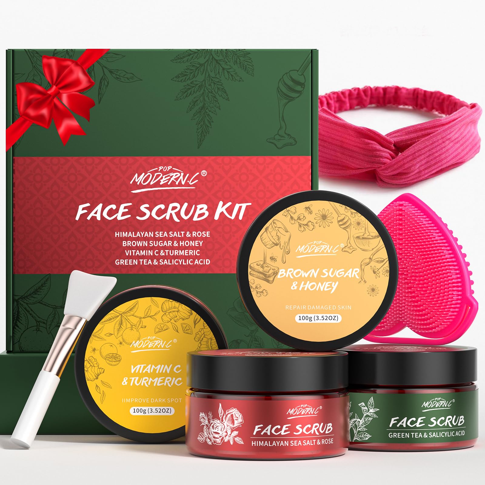 Face Scrub Set - 4-Piece Exfoliating Skincare Gift Kit for Women