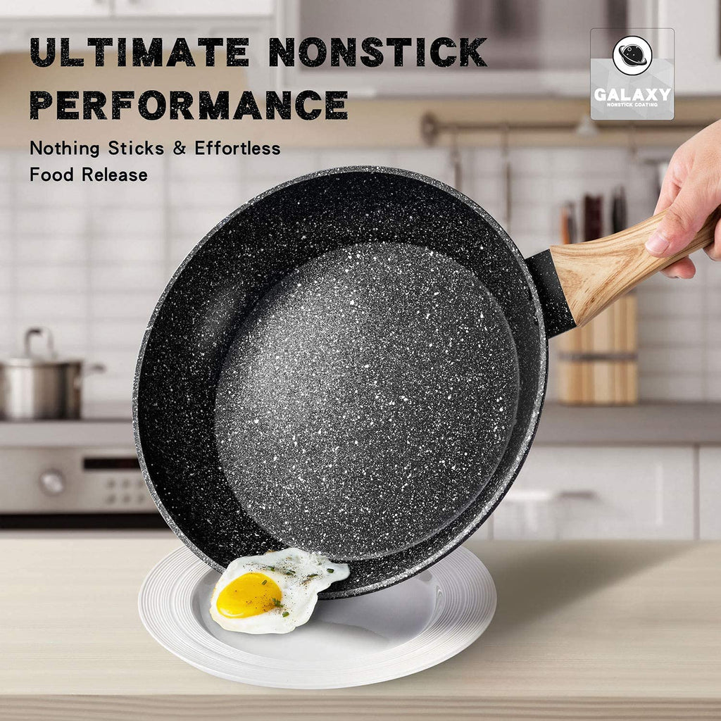 MICHELANGELO 30cm Nonstick Frying Pan with Lid | Stone Granite Skillet
