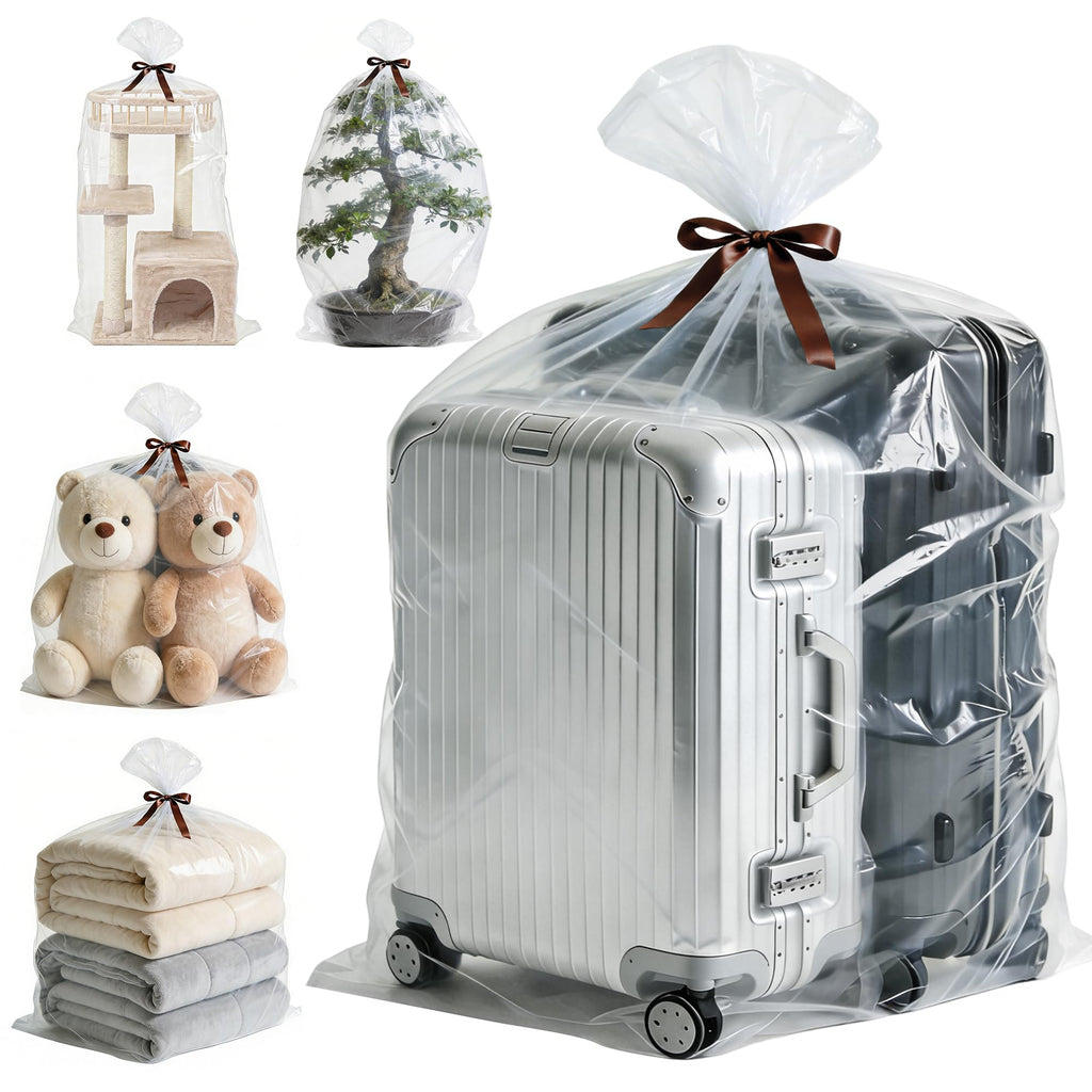 5-Pack Jumbo 100x150cm Clear Plastic Storage Bags with Ties, 2 Mil Heavy-Duty Protection for Oversized Items, Car Seats, Strollers, Suitcases - image 1
