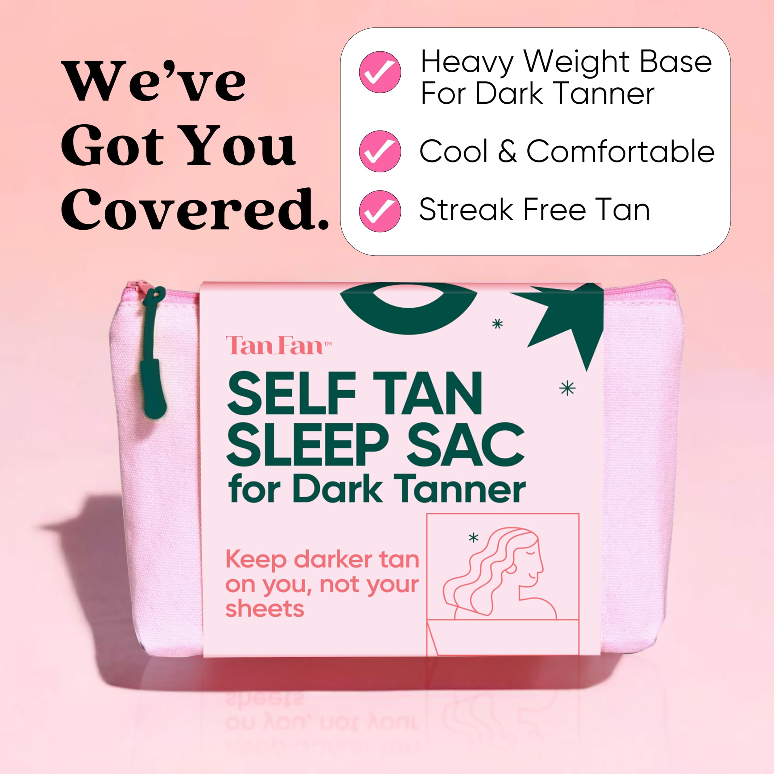 Tan Fan Self Tan Sleep Sac | Pink Cooling Silky Poly Tanning Bed Liner