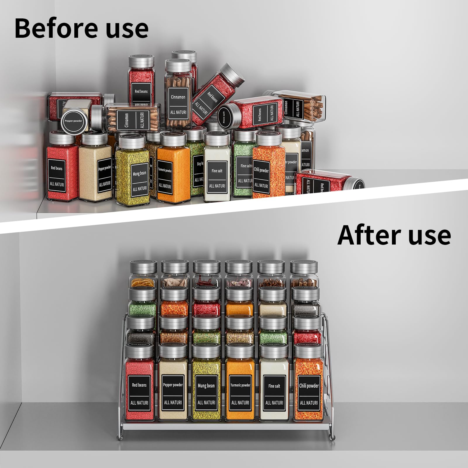 MAYZOLOP 4 Tier Spice Rack – Detachable Metal Kitchen Cupboard Organiser