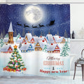 ABAKUHAUS Christmas Shower Curtain | Waterproof Fabric Decor with Hooks