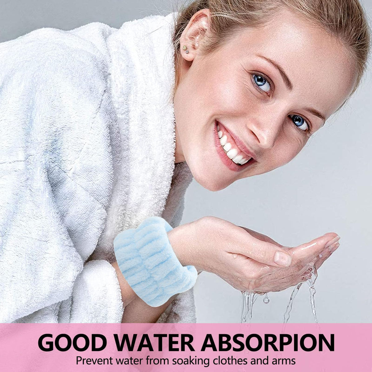 Fantasyon Microfiber Wrist Towels, Soft Absorbent Face Washing Bands - image 3