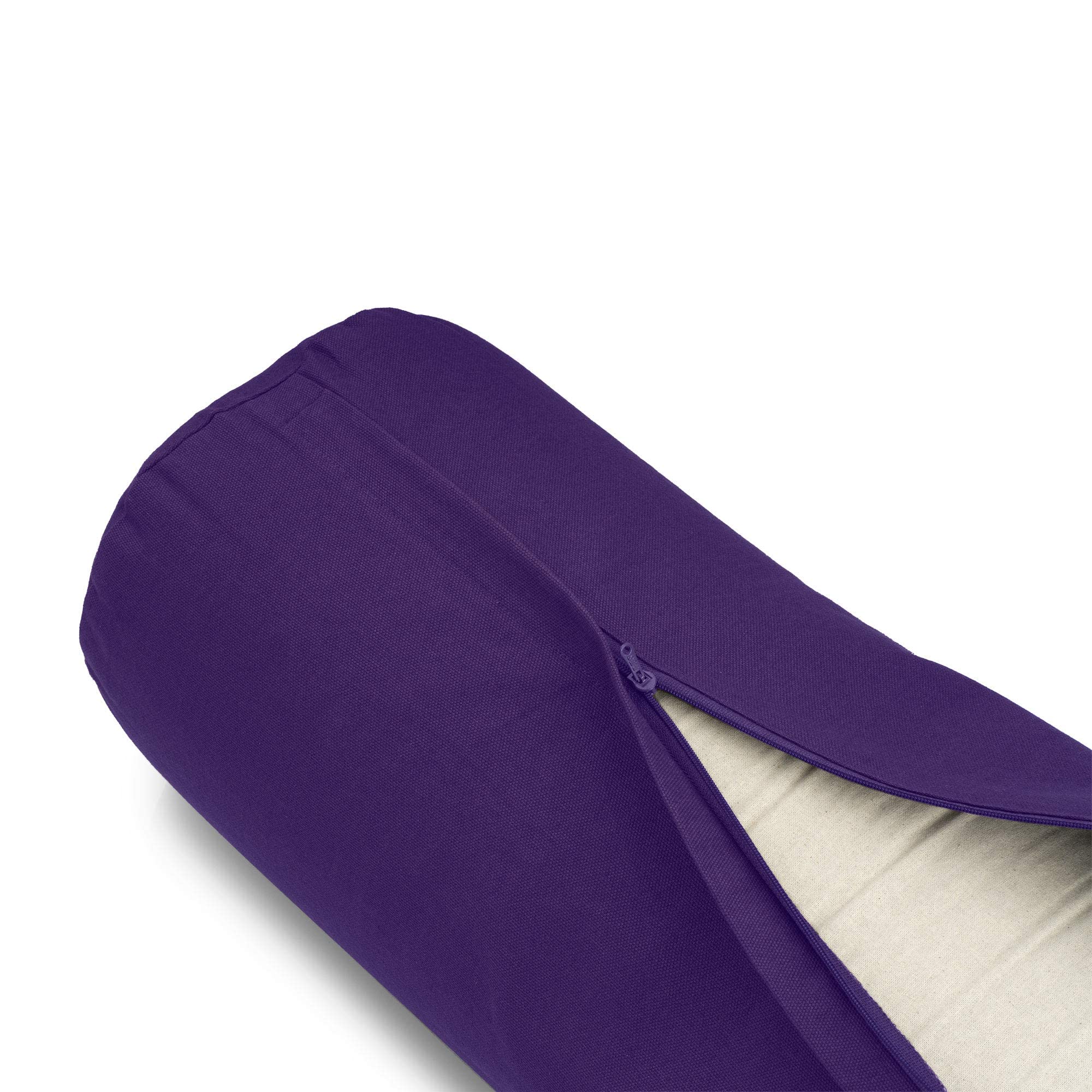 Basaho Organic Cotton Yoga Bolster – Buckwheat Hulls – Pure Purple