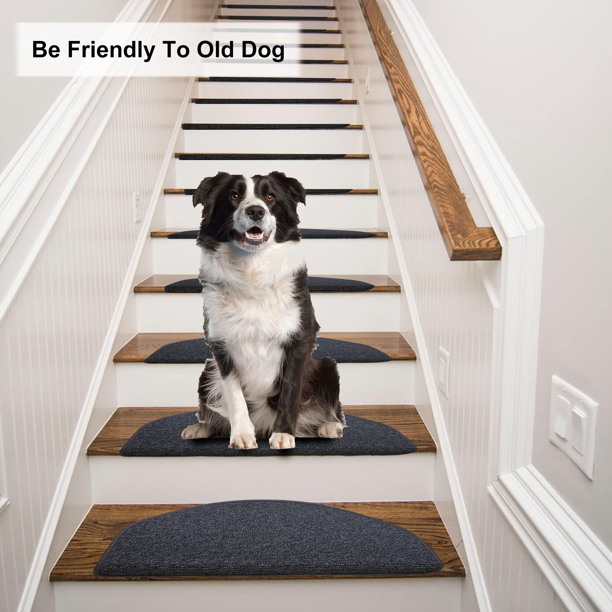 Qingbei Rina Non-Slip Stair Treads | 15 Pack Blackgrey Carpet Rugs