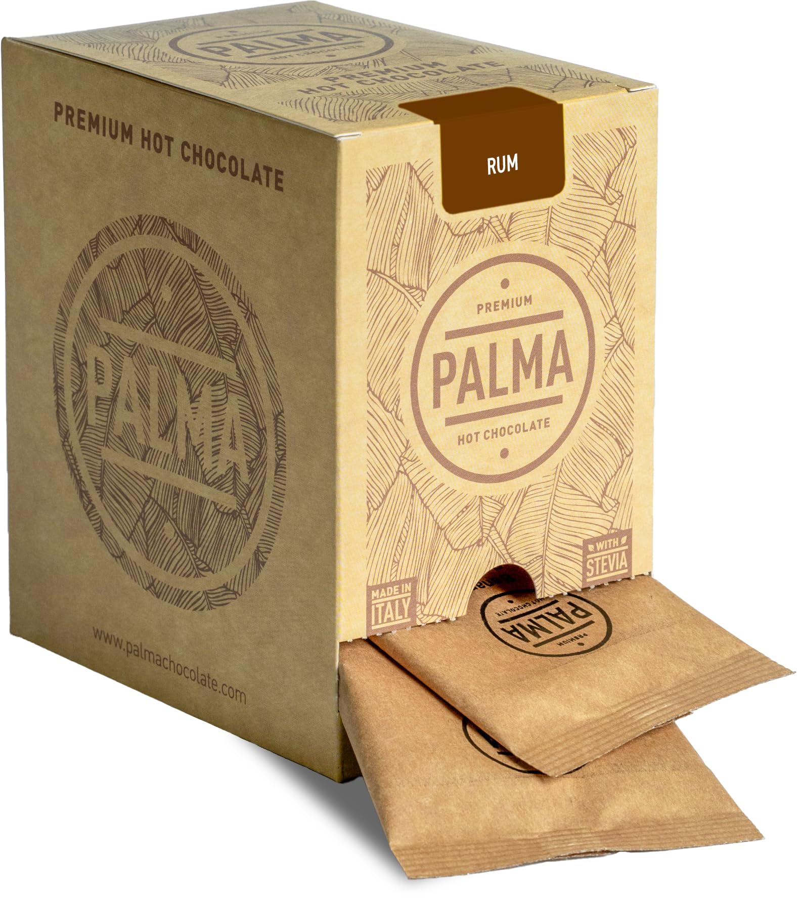 PALMA Italian Hot Chocolate Sachets – Rum Flavored Cocoa Mix, 500g
