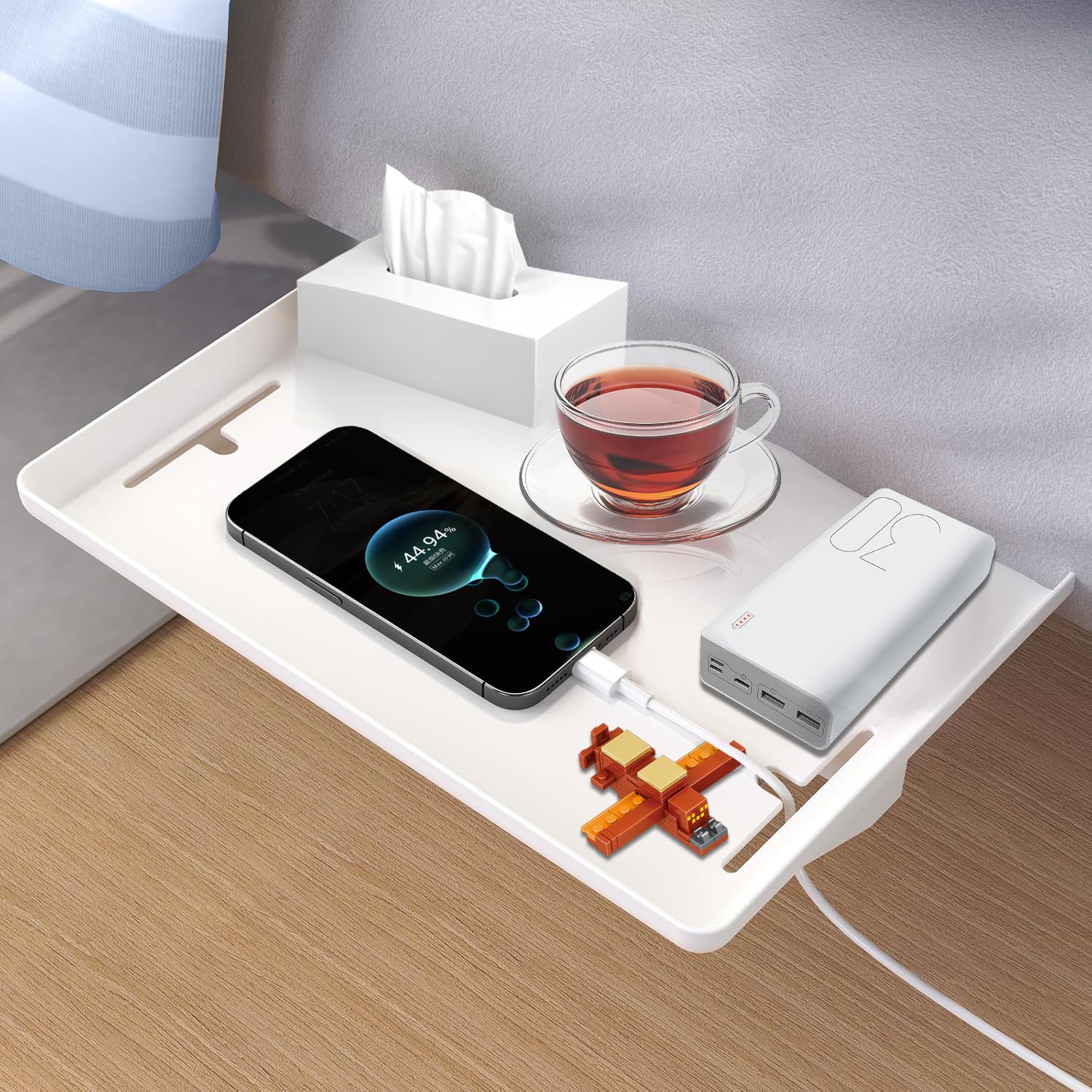 TourKing Bedside Shelf - Clip On Nightstand for Bunk Beds and Dorms