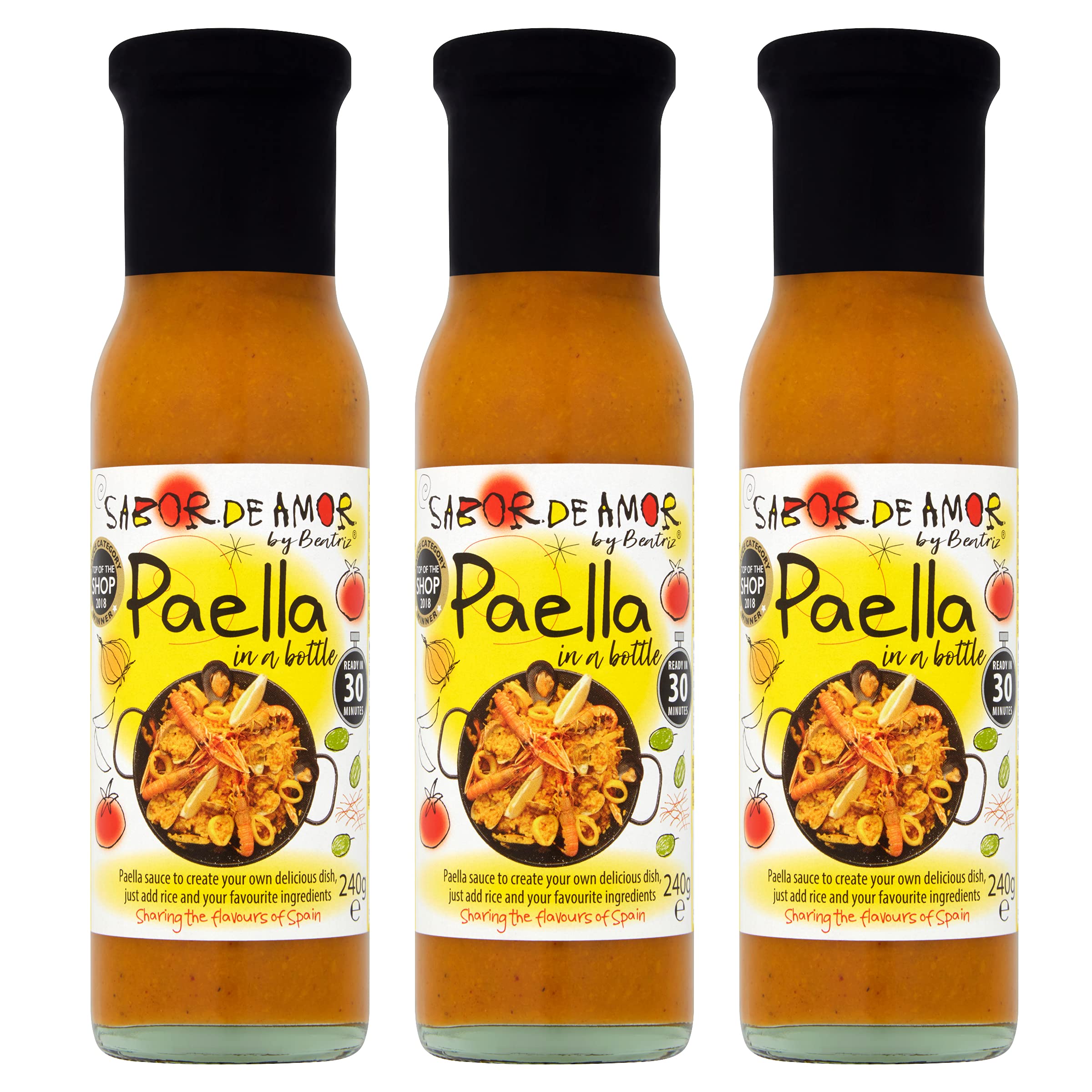 Sabor de Amor Paella in a Bottle Sauce - Natural Stock - 240g (Pack of 3)