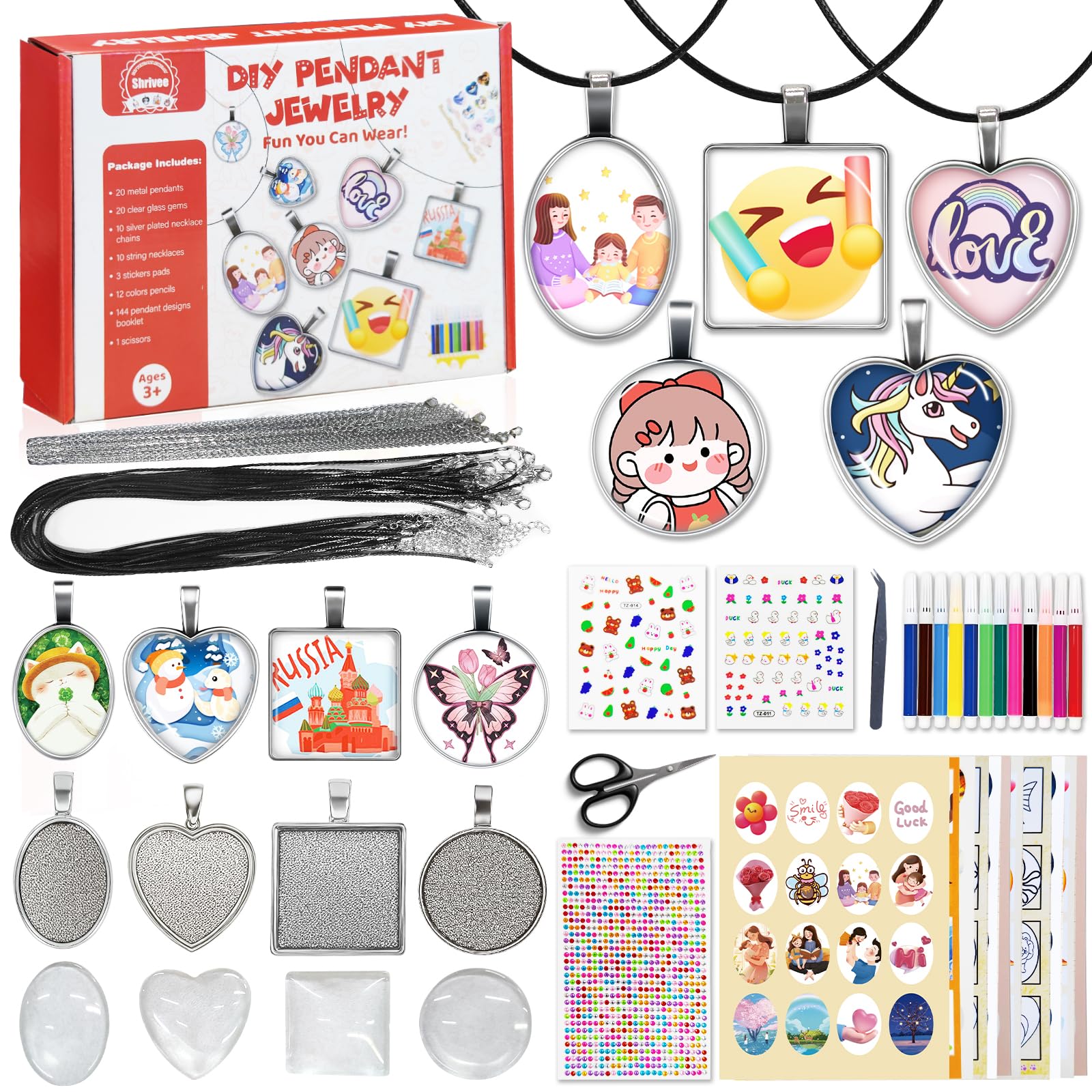 Shrivee DIY Jewelry Making Kit for Girls – 200+ Piece Necklace Craft Set