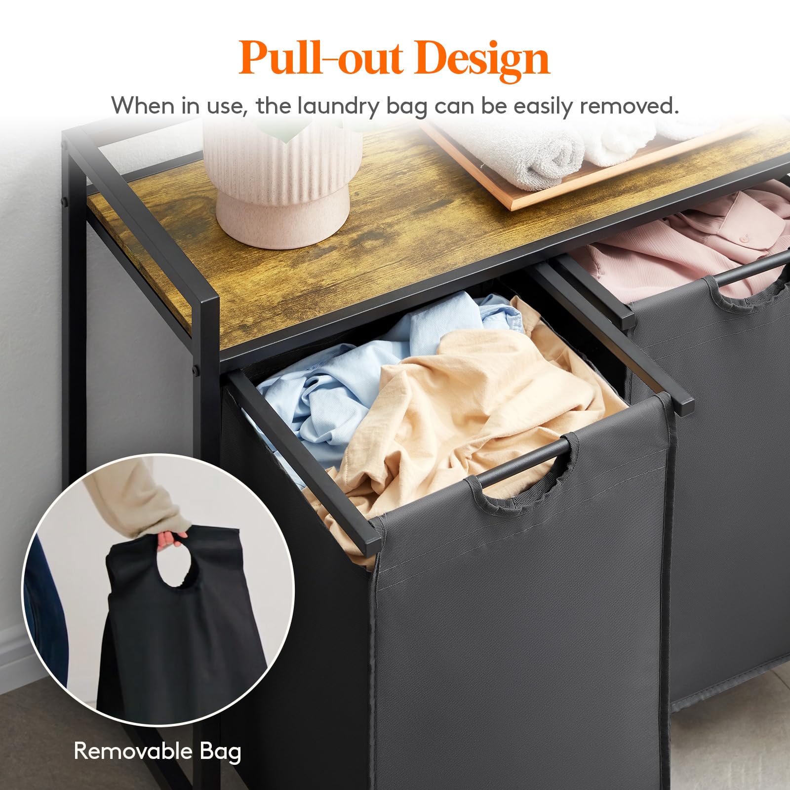 Lifewit 4-Section Laundry Sorter | 168L Pull-Out Hamper with Storage Shelf