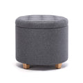 HNNHOME Round Linen Storage Ottoman – Padded Footstool Stool (Lava)