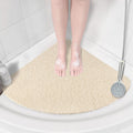 Corner Shower Mat – 53x53cm Non-Slip Loofah Bath Mat Beige