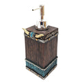 Jolof Store Southwestern Soap Dispenser – Tooled Leather & Horn Resin Pump