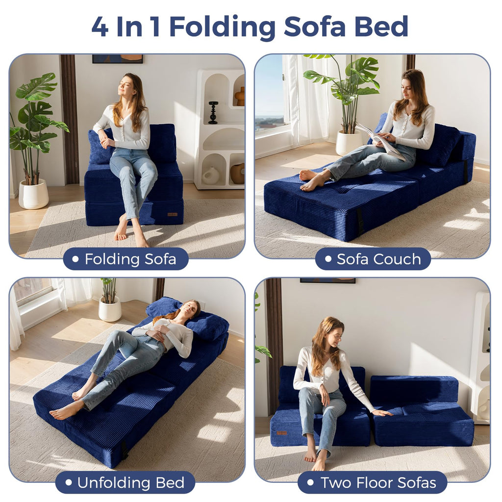 MAXYOYO Folding Sofa Bed, Convertible Sofa Bed with High-Density Support Foam, Portable 4 in 1 Fold Out Chair to Floor Lounger - image 4