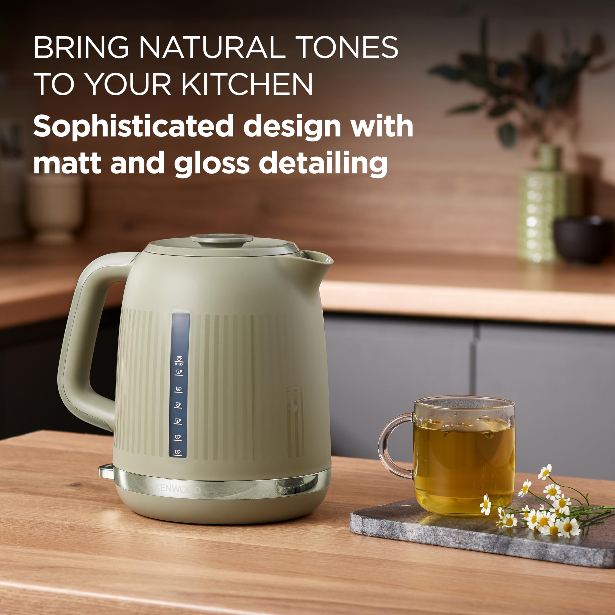 Kenwood Dusk Electric Kettle | 1.7L Fast Boil 3000W | Olive Green
