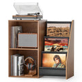 Bikoney Record Player Stand with 3-Tier Vinyl Storage for 220 LPs - Walnut - image 1