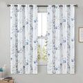Beauoop Blue Grey Floral Blackout Curtains | Thermal Insulated 2 Panels