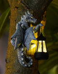 Jolof Store Garden Dragon Statue with Solar Lantern – Resin Tree Hugger Decor