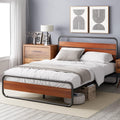 Zinus Soren Single Platform Bed Frame – Brown Metal and Wood, 90x190 cm
