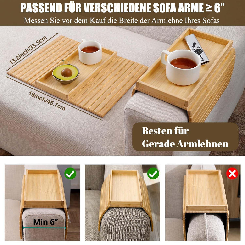 Exquilnova 2-in-1 Sofa Arm Tray,Foldable Rectangular Armchair Tray,Anti Slip Sofa Armrest Organiser,Couch Arm Table for - image 2