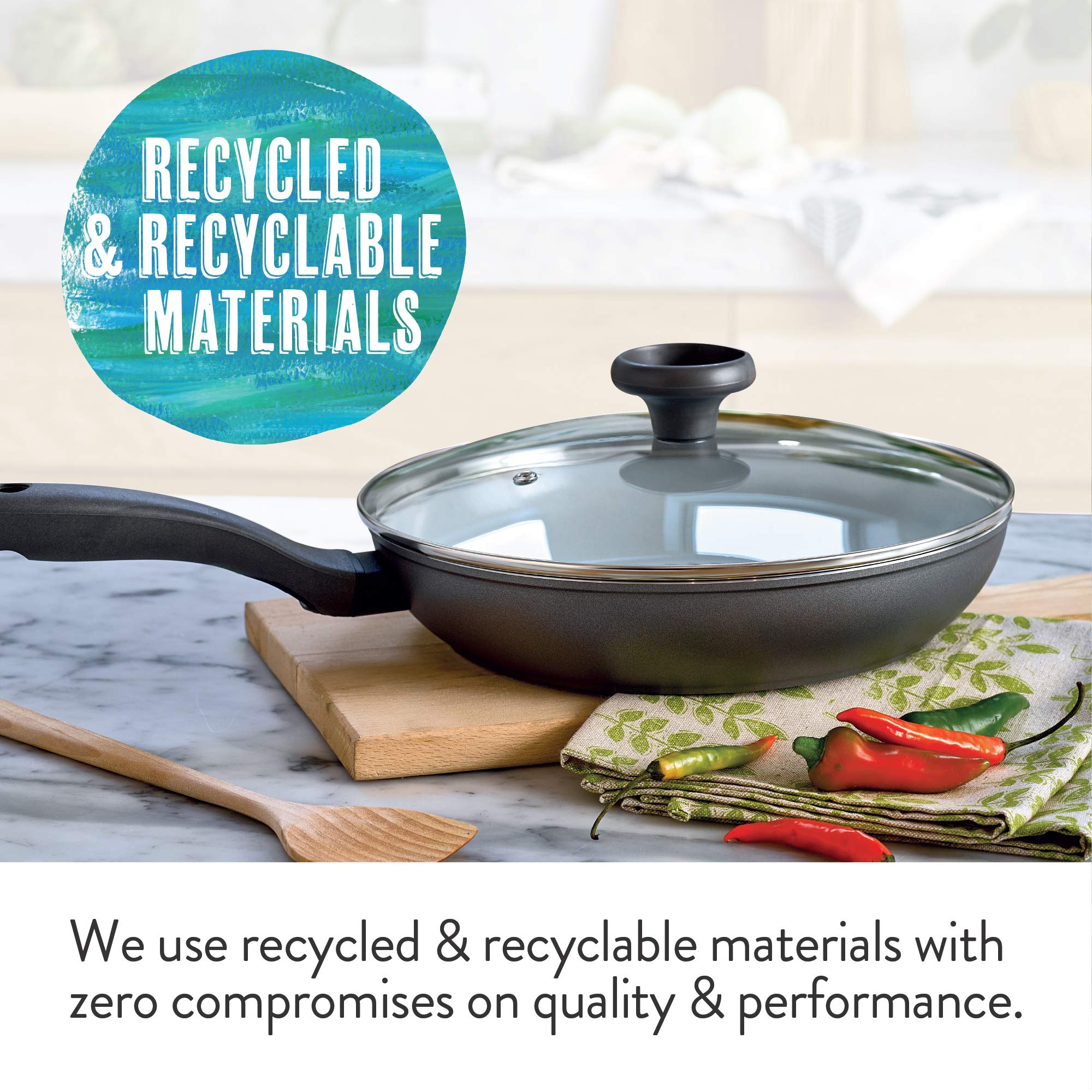 Prestige Earth Pan 28cm Ceramic Non-Stick Frying Pan with Lid | Grey