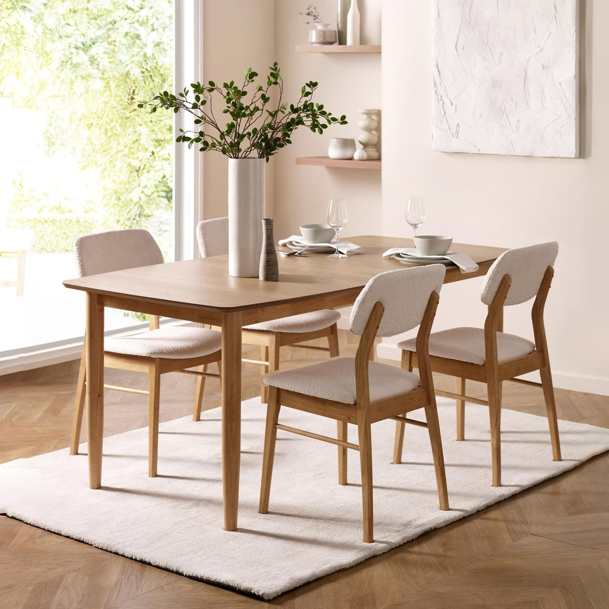 Julian Bowen Theia Dining Chairs, Set of 2, White Bouclé - H85 x D52cm - image 1