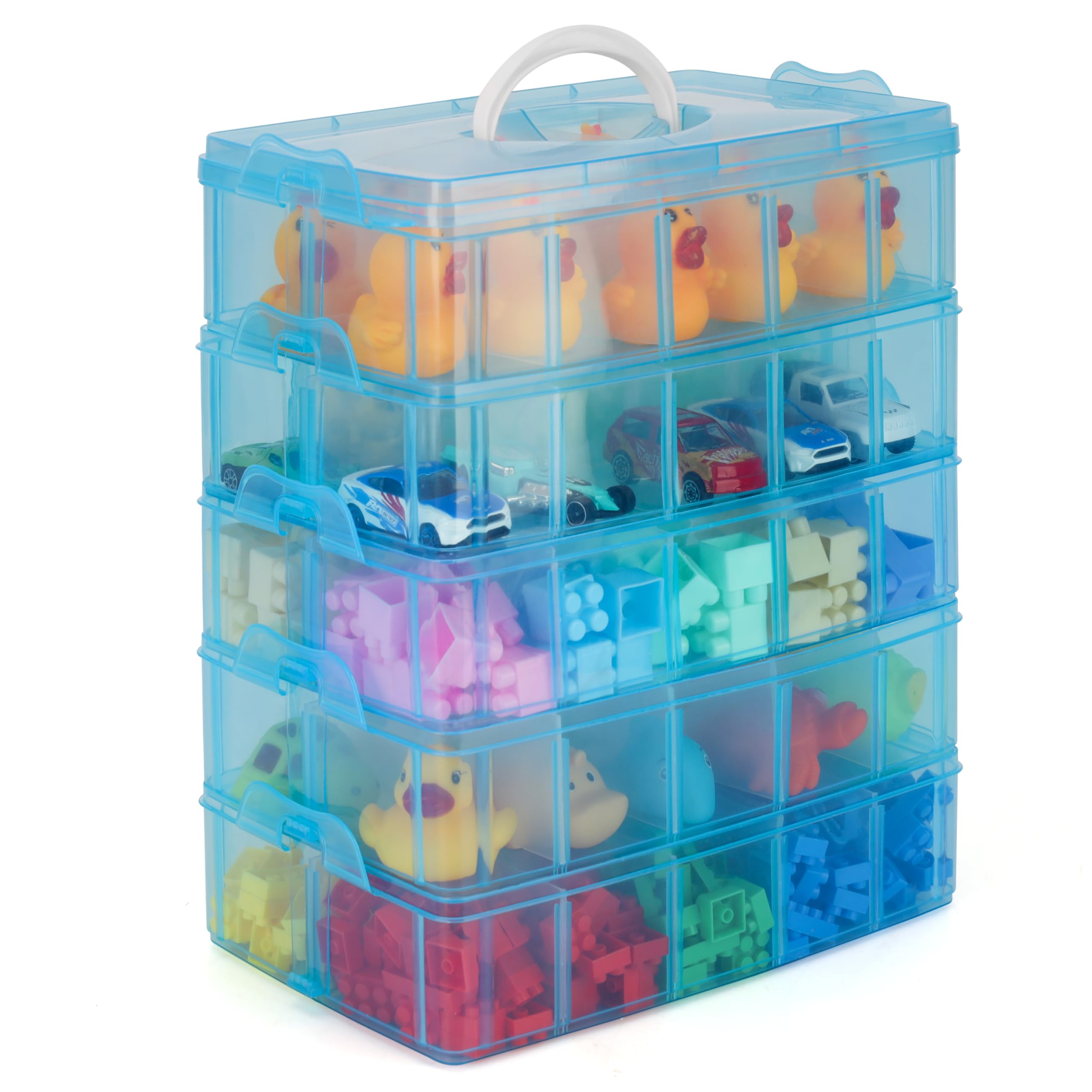 Belle Vous 5-Tier Blue Plastic Craft Storage Box with 50 Compartments