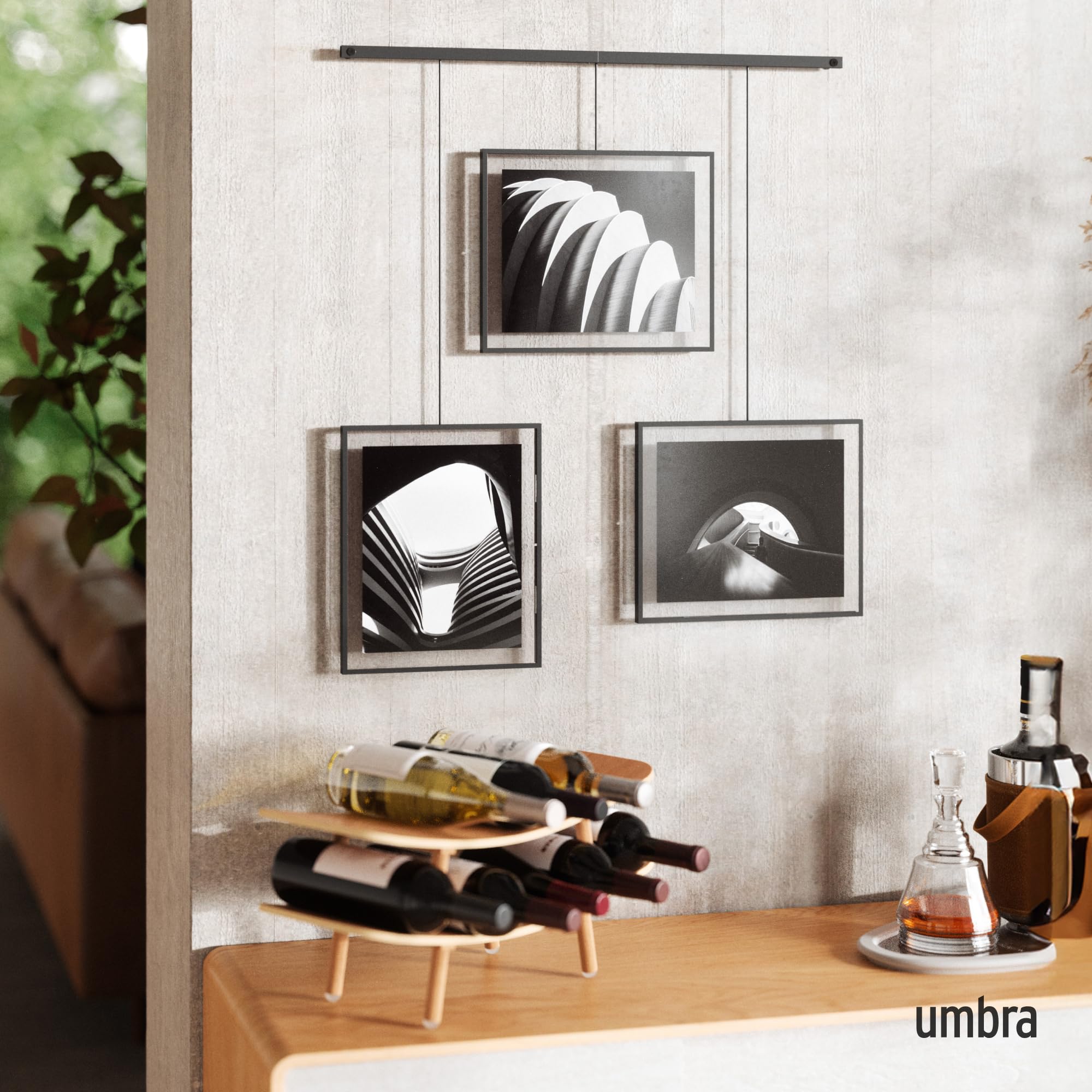 Umbra Exhibit Set of 3 Picture Frames - Black Metal Wall Gallery