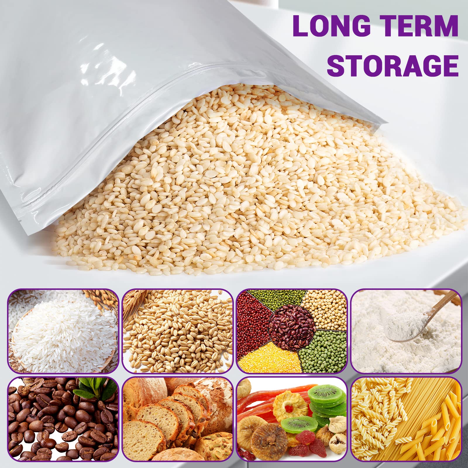 Midukit 5 Gallon Mylar Bags for Food Storage with Oxygen Absorbers – 15 Pack