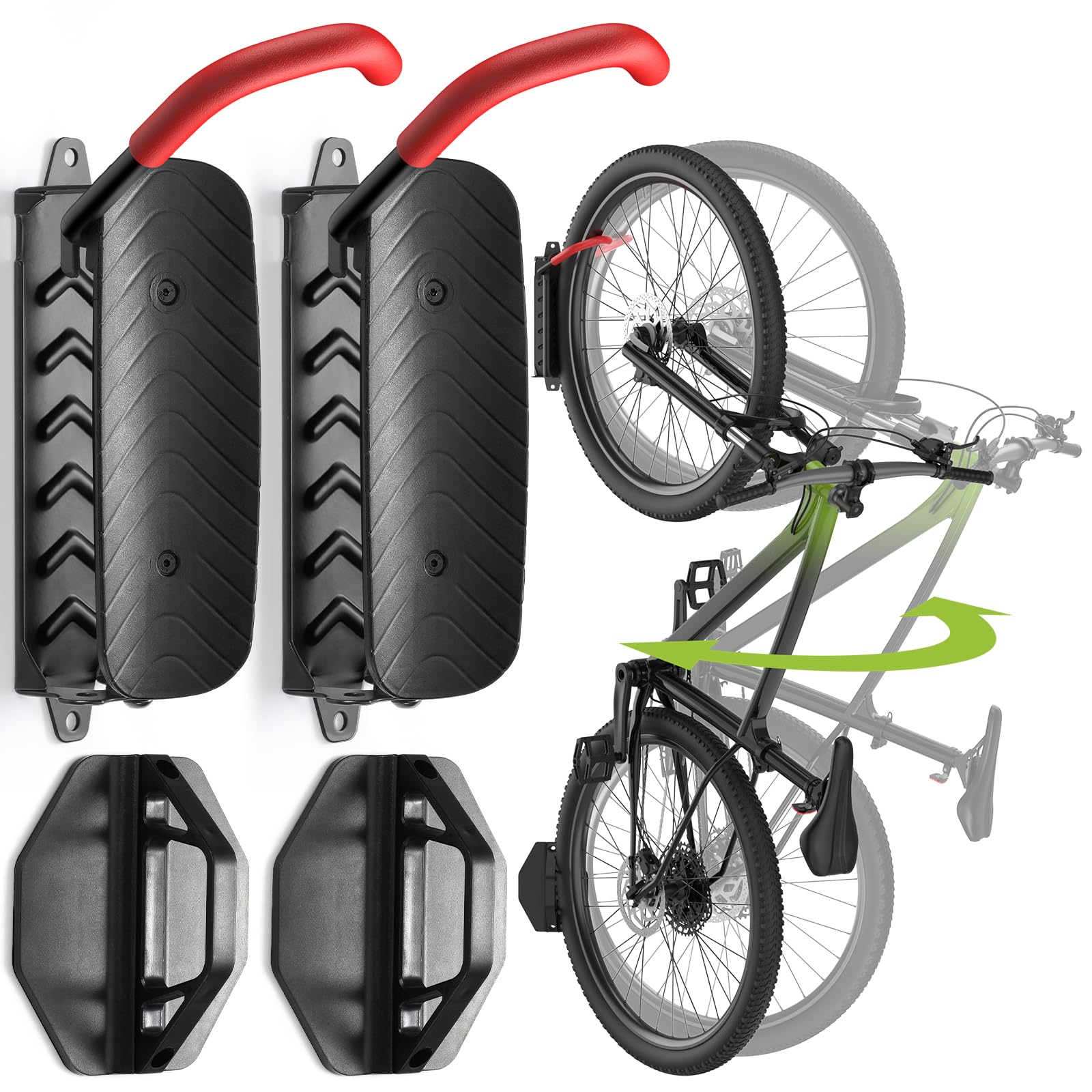 Housolution Swivel Bike Wall Mount 2-Pack | 66lb Vertical Garage Rack