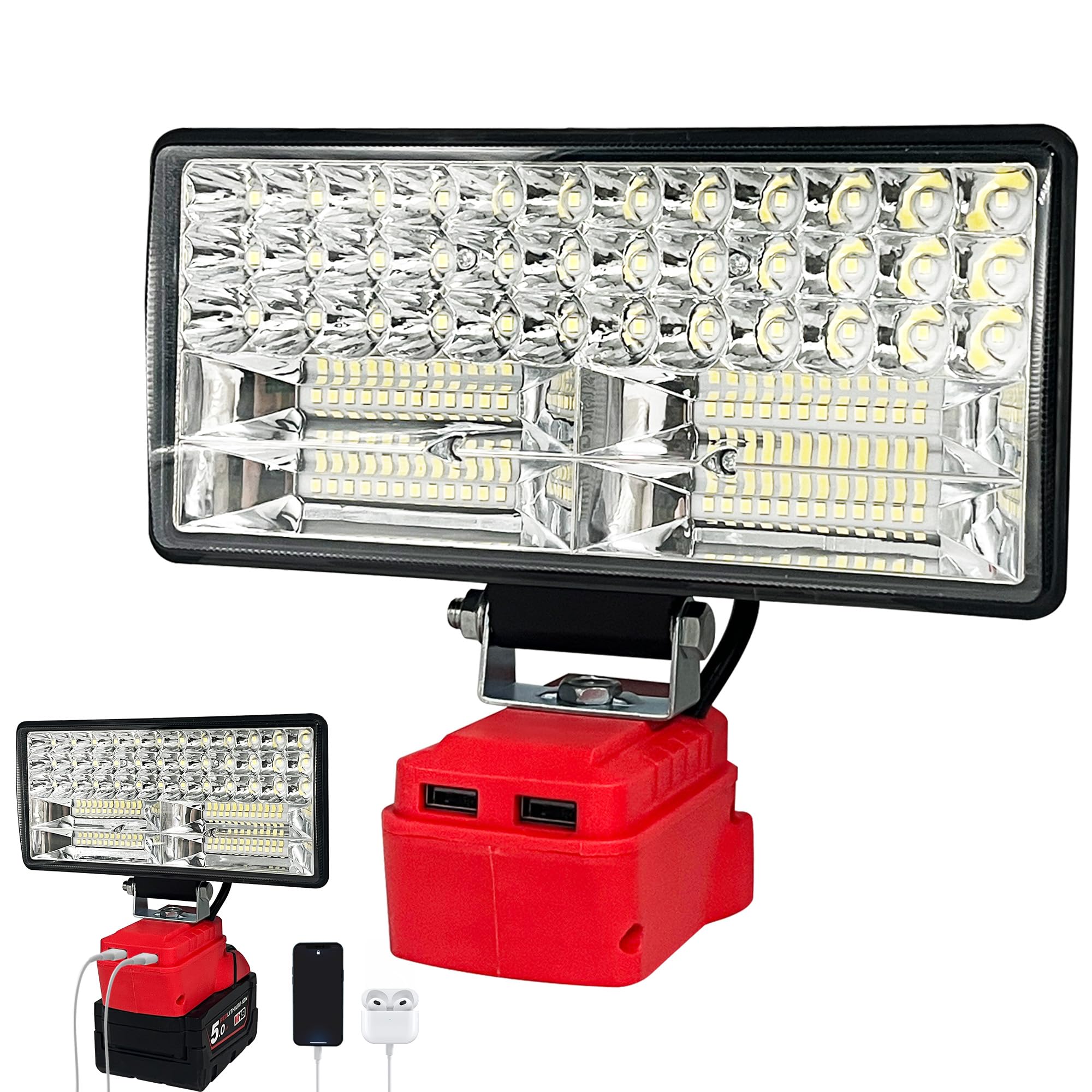 Jolof 90W LED Work Light for Milwaukee 18V Battery | 6800LM Floodlight