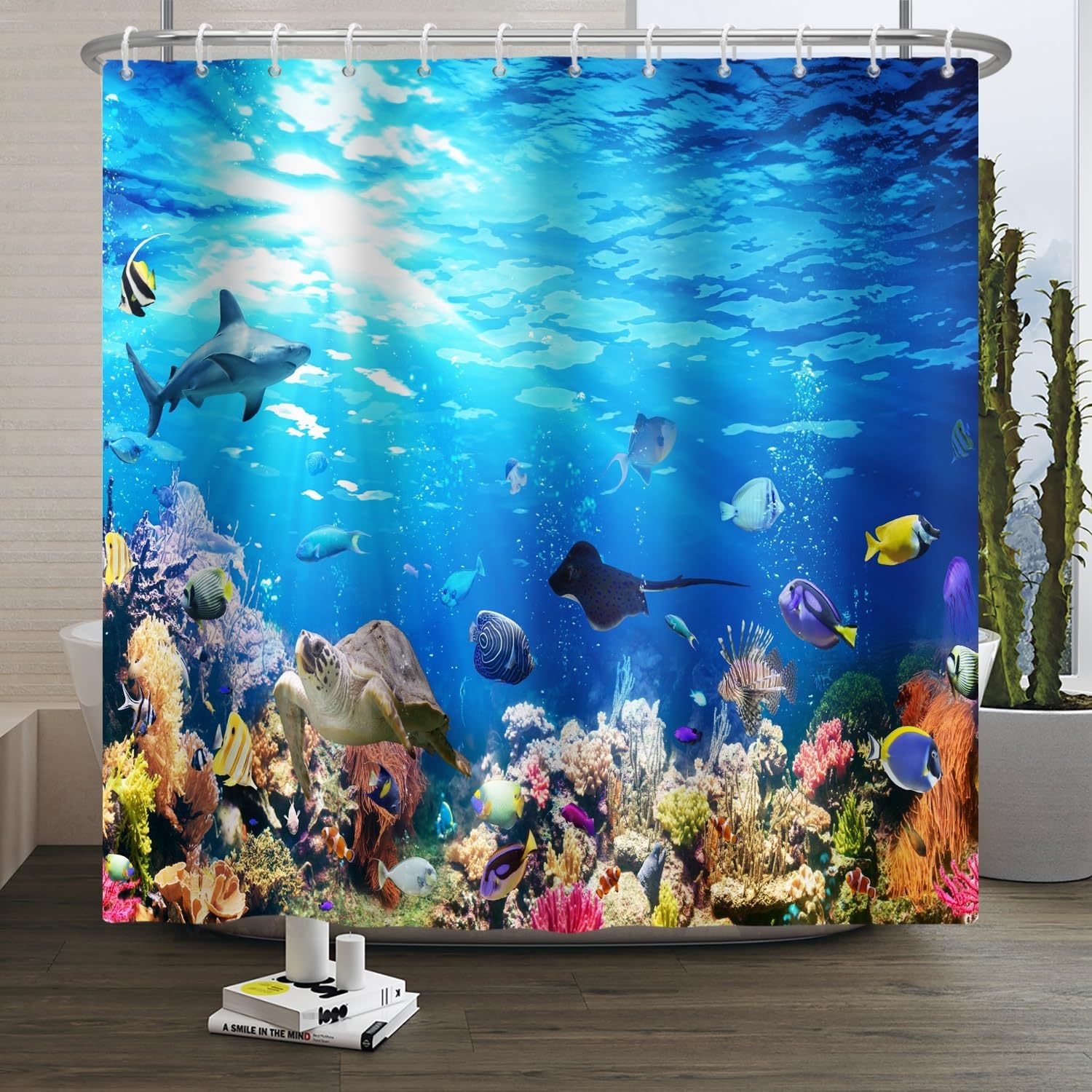 Xiaoterna Marine Life Shower Curtain | 3D Ocean Animals Fabric – 150x200cm
