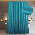 PopKozzi Teal Glitter Shower Curtain – Metallic Shimmer Fabric, 72x84
