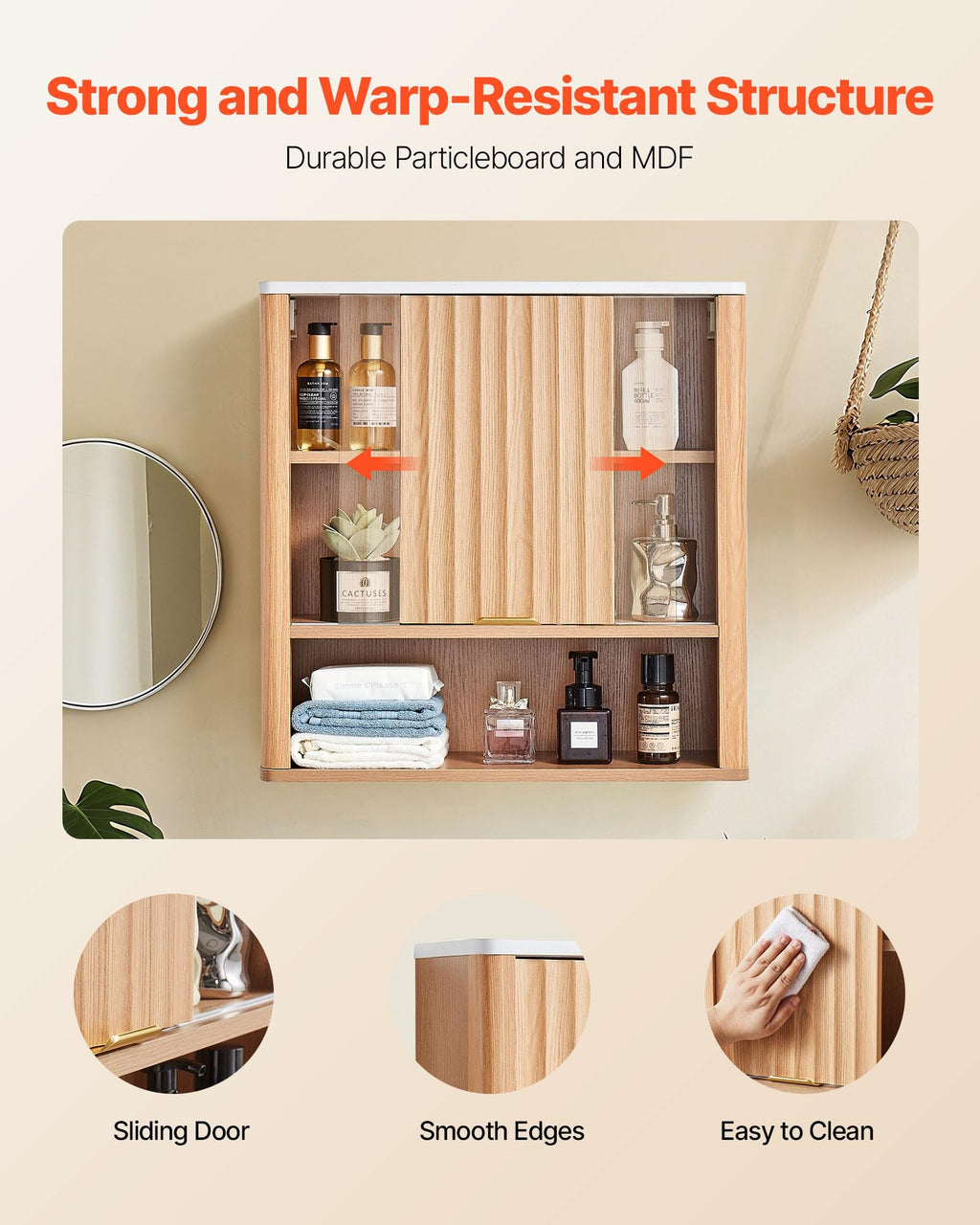 VEVOR Bathroom Wall Cabinet, with Door and Adjustable Shelf, Over the Toilet Storage Medicine Cabinet Wall Mounted - image 5