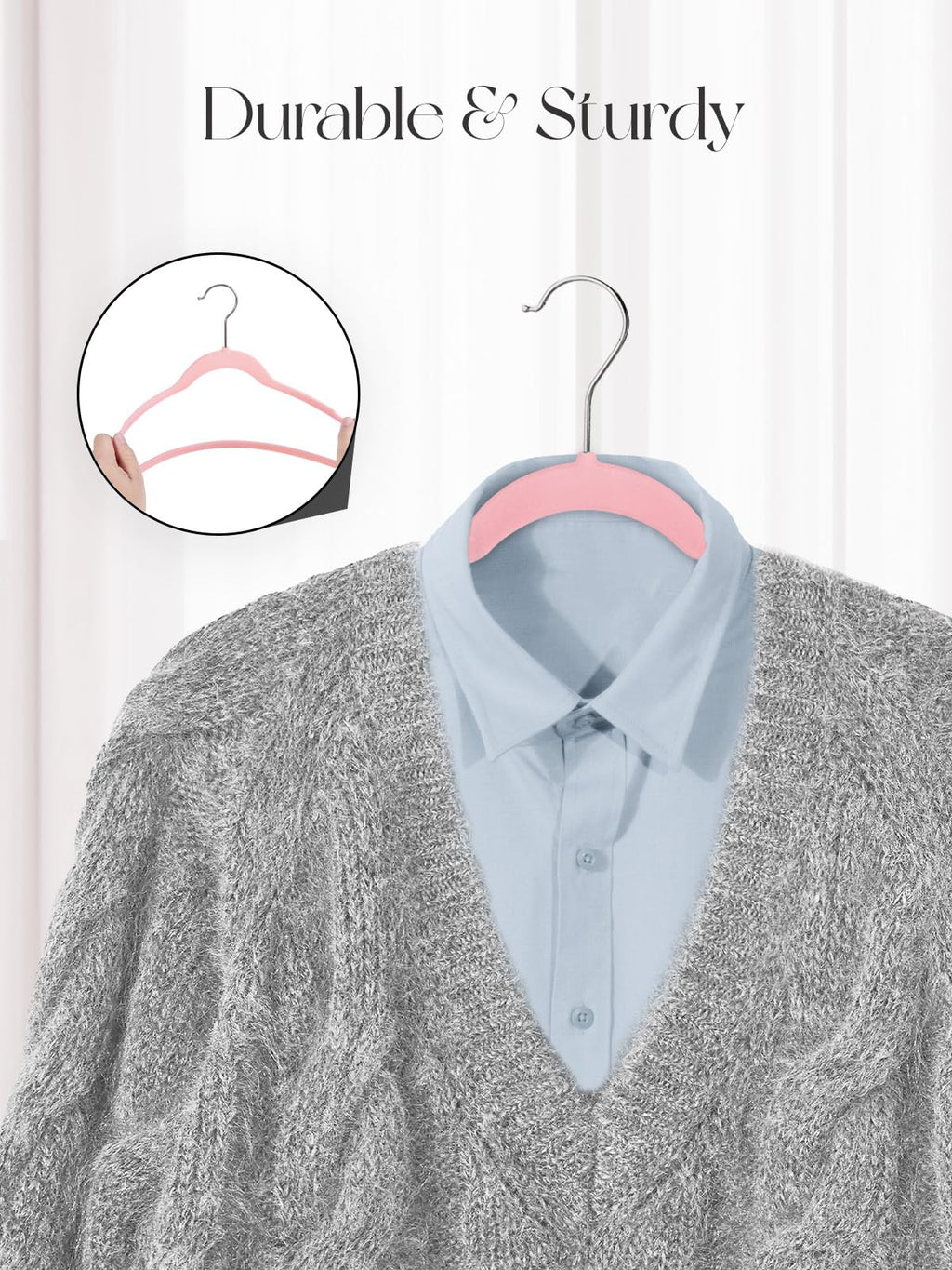HOUSE DAY Velvet Hangers 20 Pack, Non-Slip Coat hangers, Pink - image 4