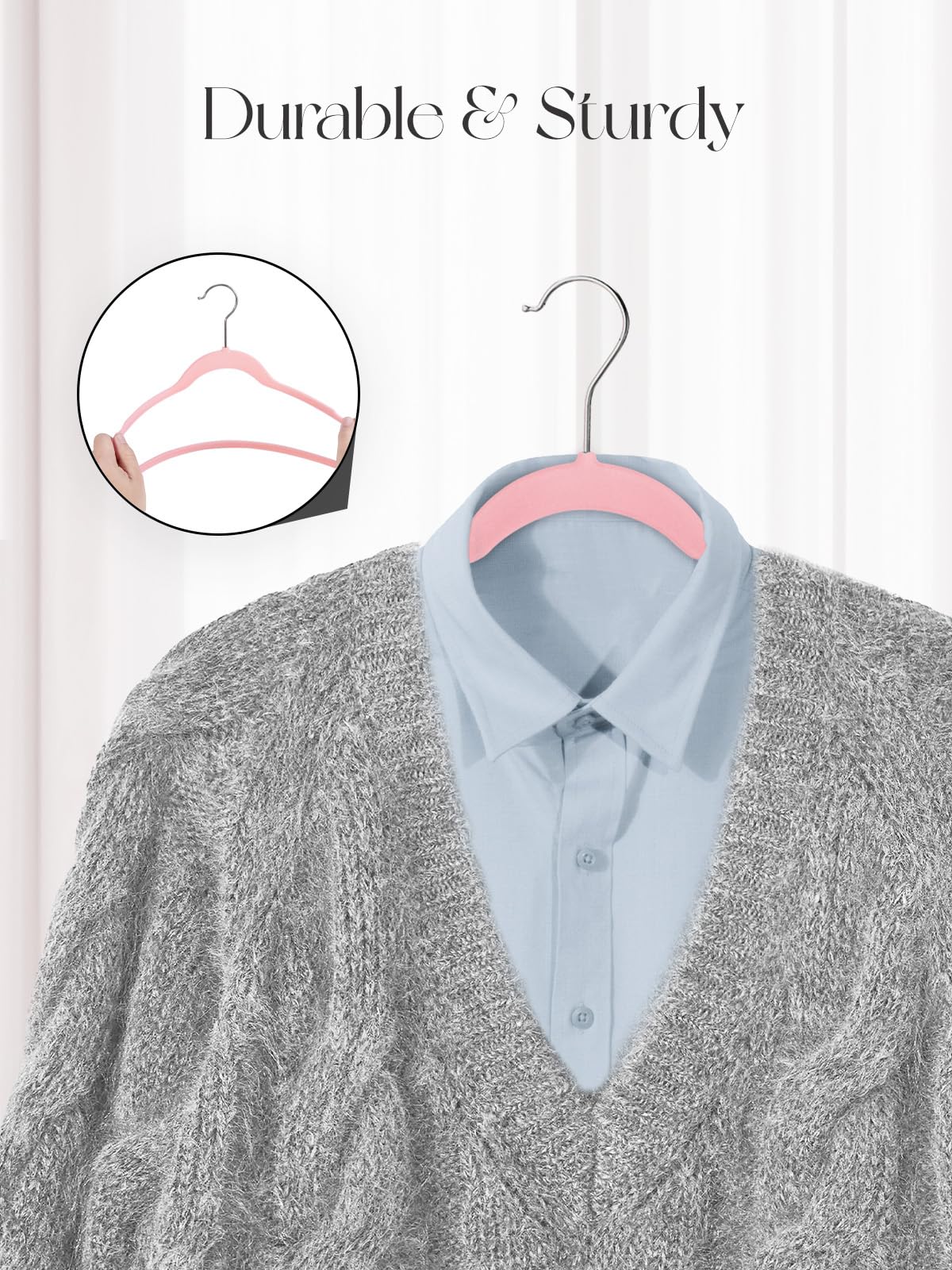 HOUSE DAY Velvet Hangers 20 Pack, Non-Slip Coat hangers, Pink - image 4