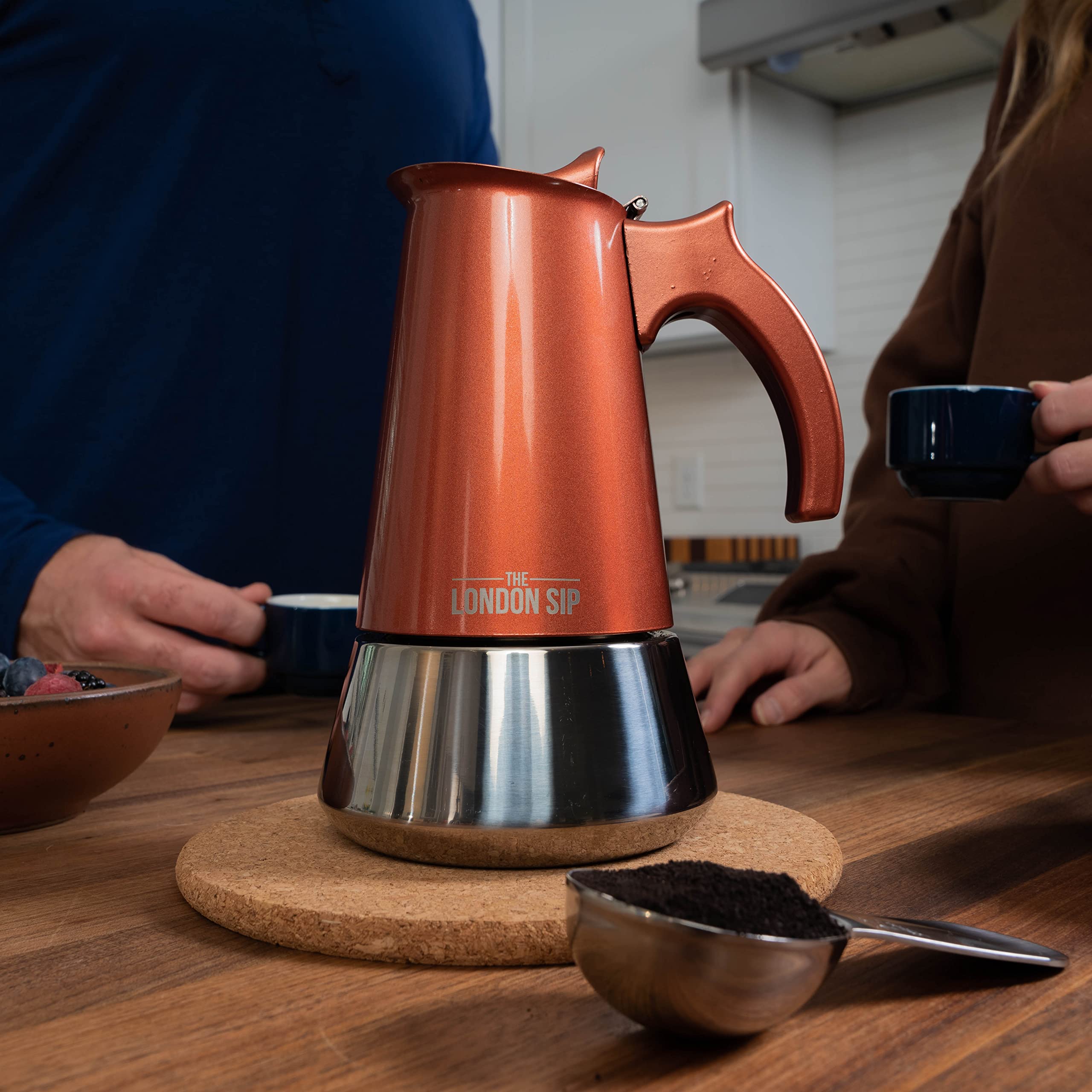 The London Sip Stainless Steel Moka Pot – 6 Cup Induction Espresso Maker