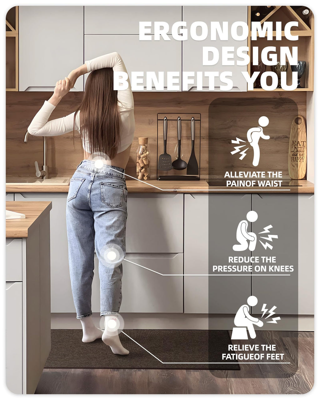 Color&Geometry Non-Slip Kitchen Runner – Washable Absorbent Mat, 43x120cm