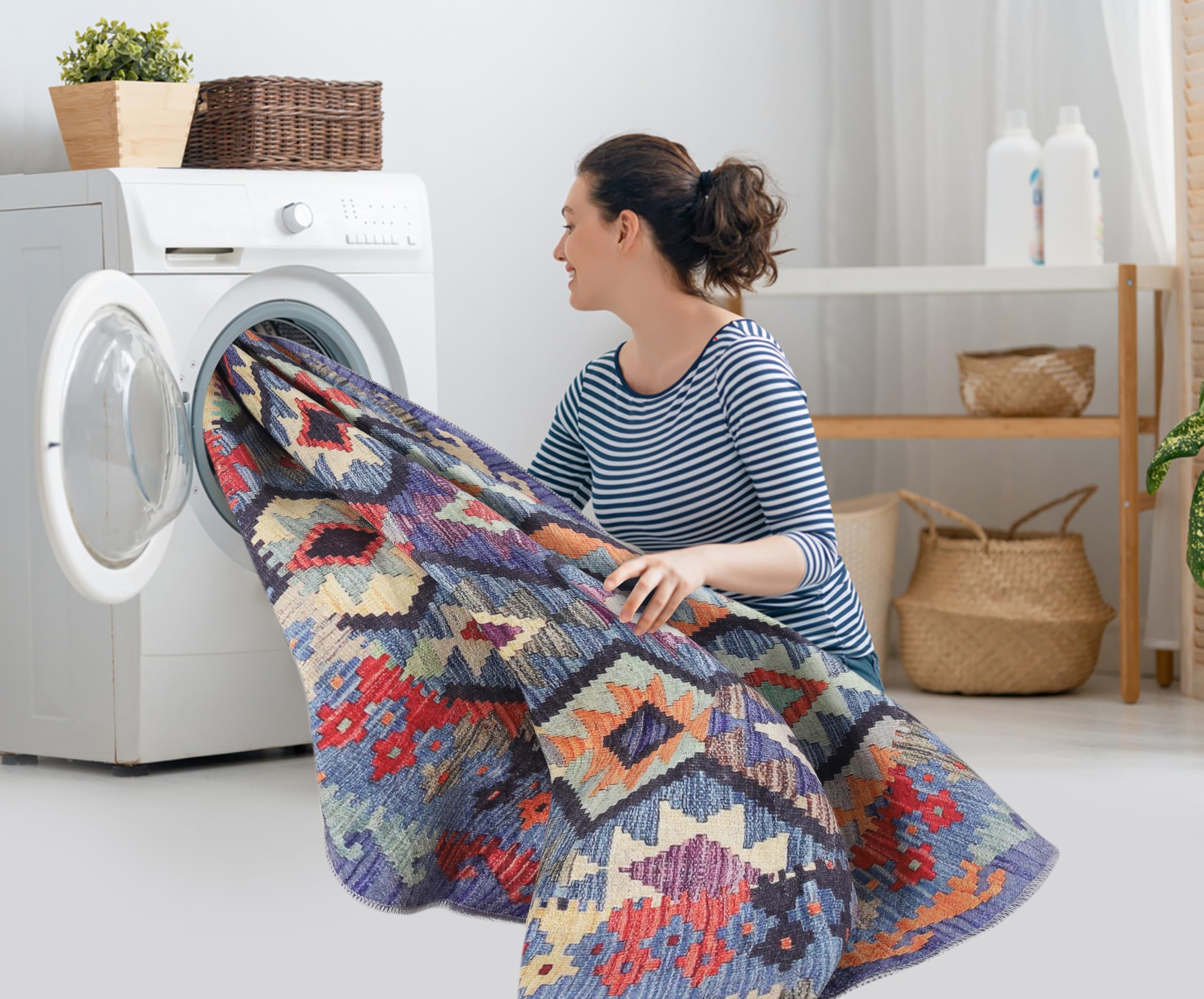 Netline Home Loomx Machine Washable Turkish Area Rug - Classic Oriental Design