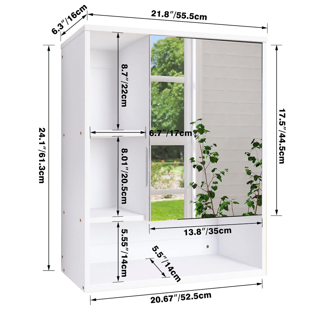 SMIBUY Bamboo Bathroom Mirror Cabinet | Wall Mounted Medicine Storage