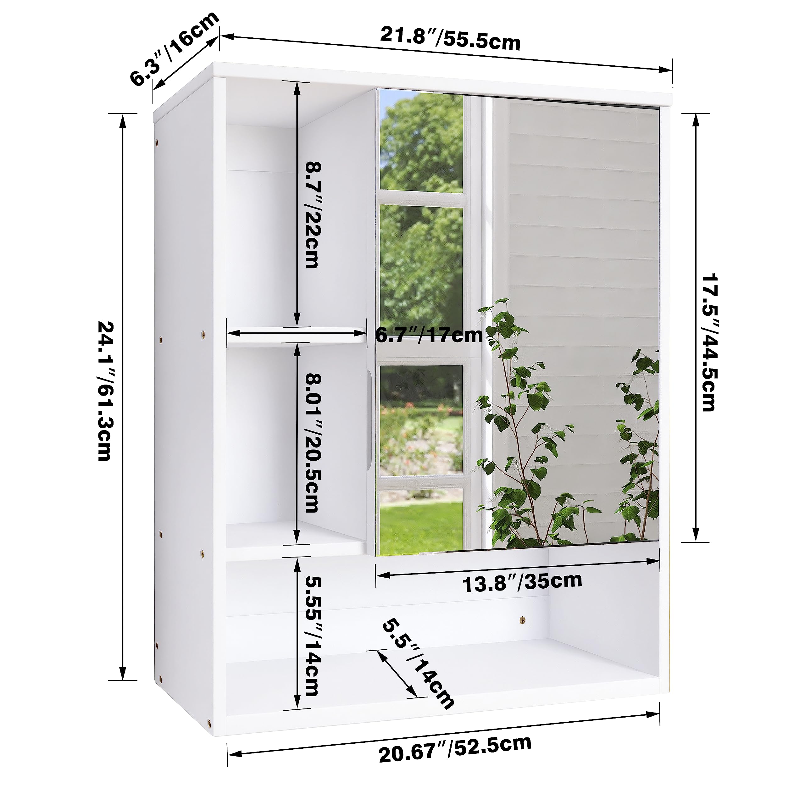 SMIBUY Bamboo Bathroom Mirror Cabinet | Wall Mounted Medicine Storage